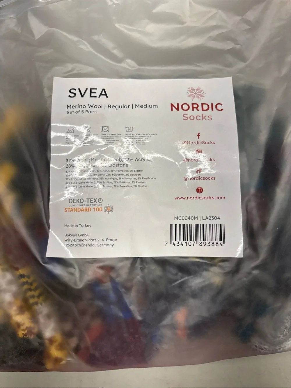 SVEA Merino Wool Hiking Nordic Socks for Men Women 5 Pairs Thermal Medium